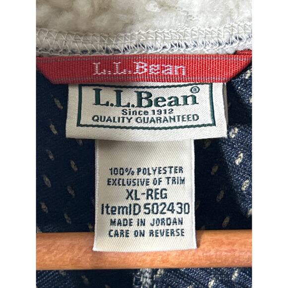 LL Bean Faux Serpa Vest XL Cream Navy Full Zip Mountain Deep Pile - Picture 5 of 7
